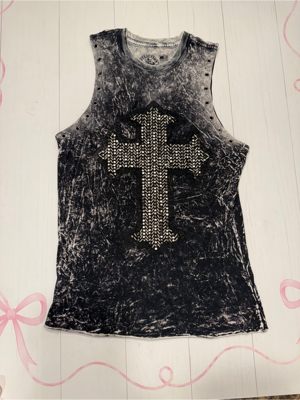 Y2K Affliction "Live Fast" Studded Cross Tank Top size XS